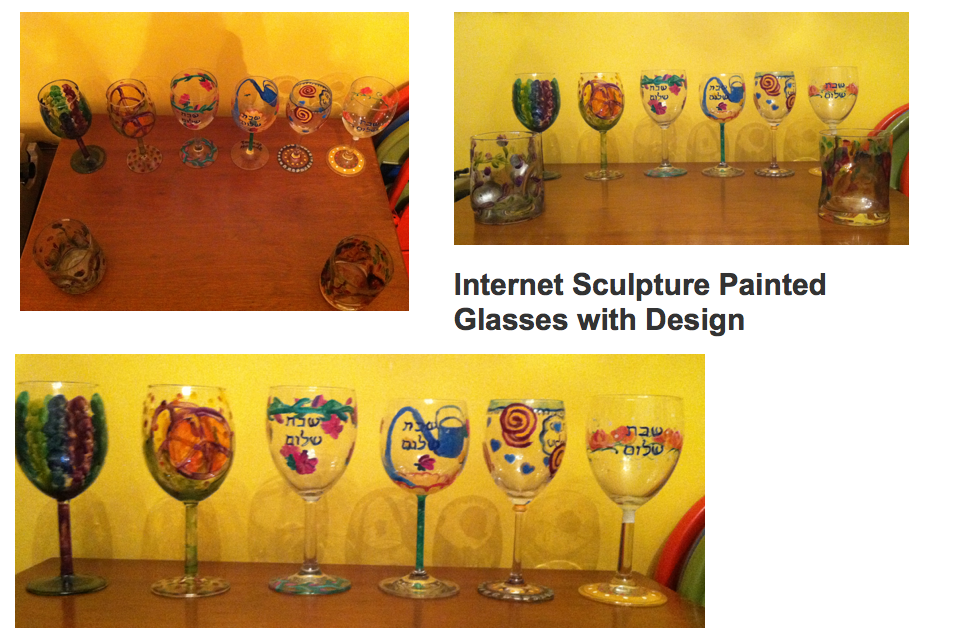 Internet Sculpture Painted Glasses with Design