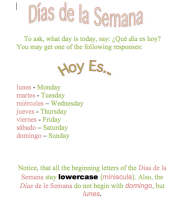 Days of the week