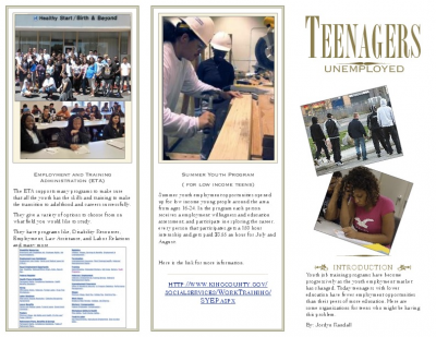 teen unemployment brochure