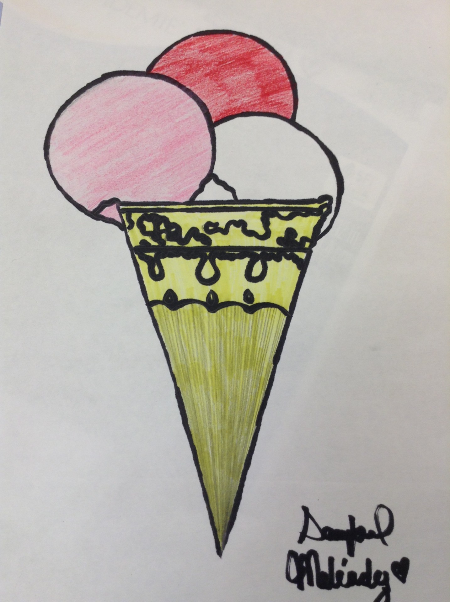 Ice cream pencil and sharpie