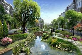 THis is a picture that I found that shows houses surrounding a park. Here is where to find it, http://www.zrarts.com/Beautiful-Parks/