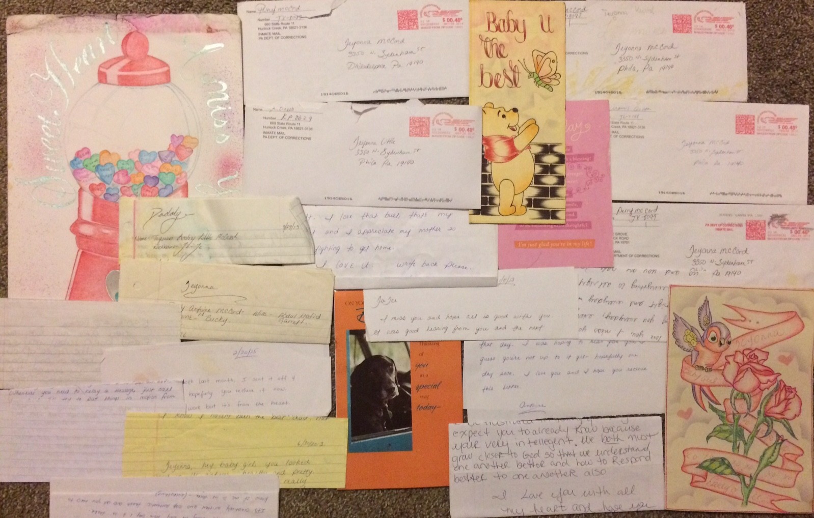 Just a few of the letters and pictures my father wrote and sent to me throughout the years of his incarceration.