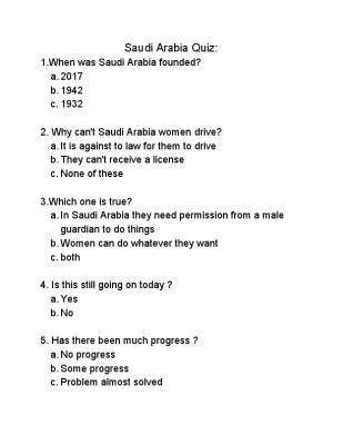 Saudi Arabia Quiz_