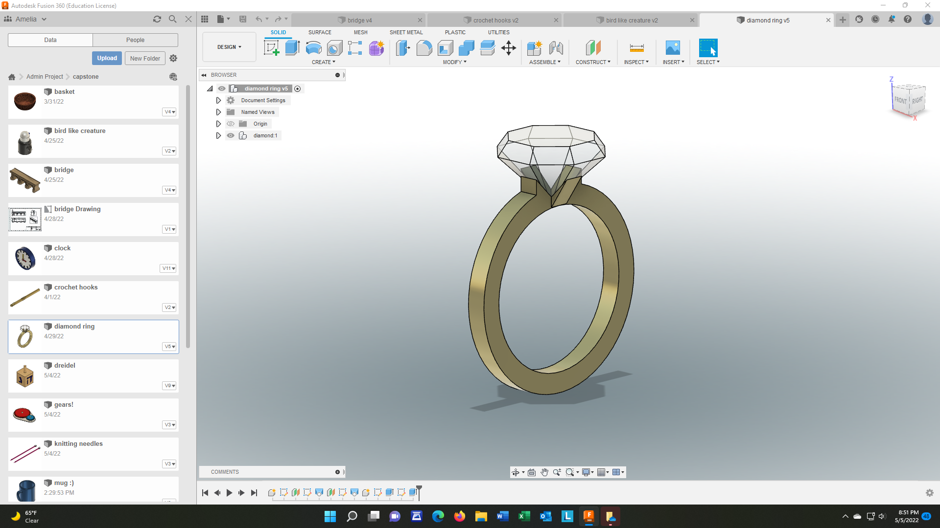 Picture of One of My Designs in Fusion 360