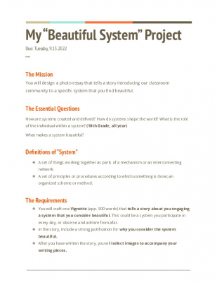 Beautiful System Project Sheet (2022-2023)