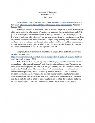 Olivia Gavin - Annotated Bibliography