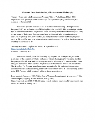 Clean and Green Initiative Deep Dive - Annotated Bibliography - Lailani Rodriguez