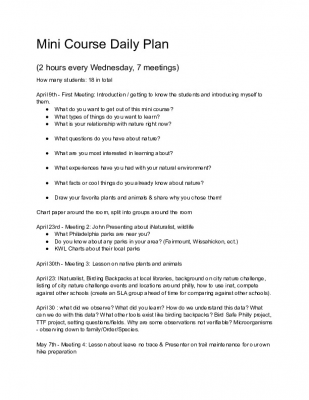 Mini Course Lesson Planning & Master Doc