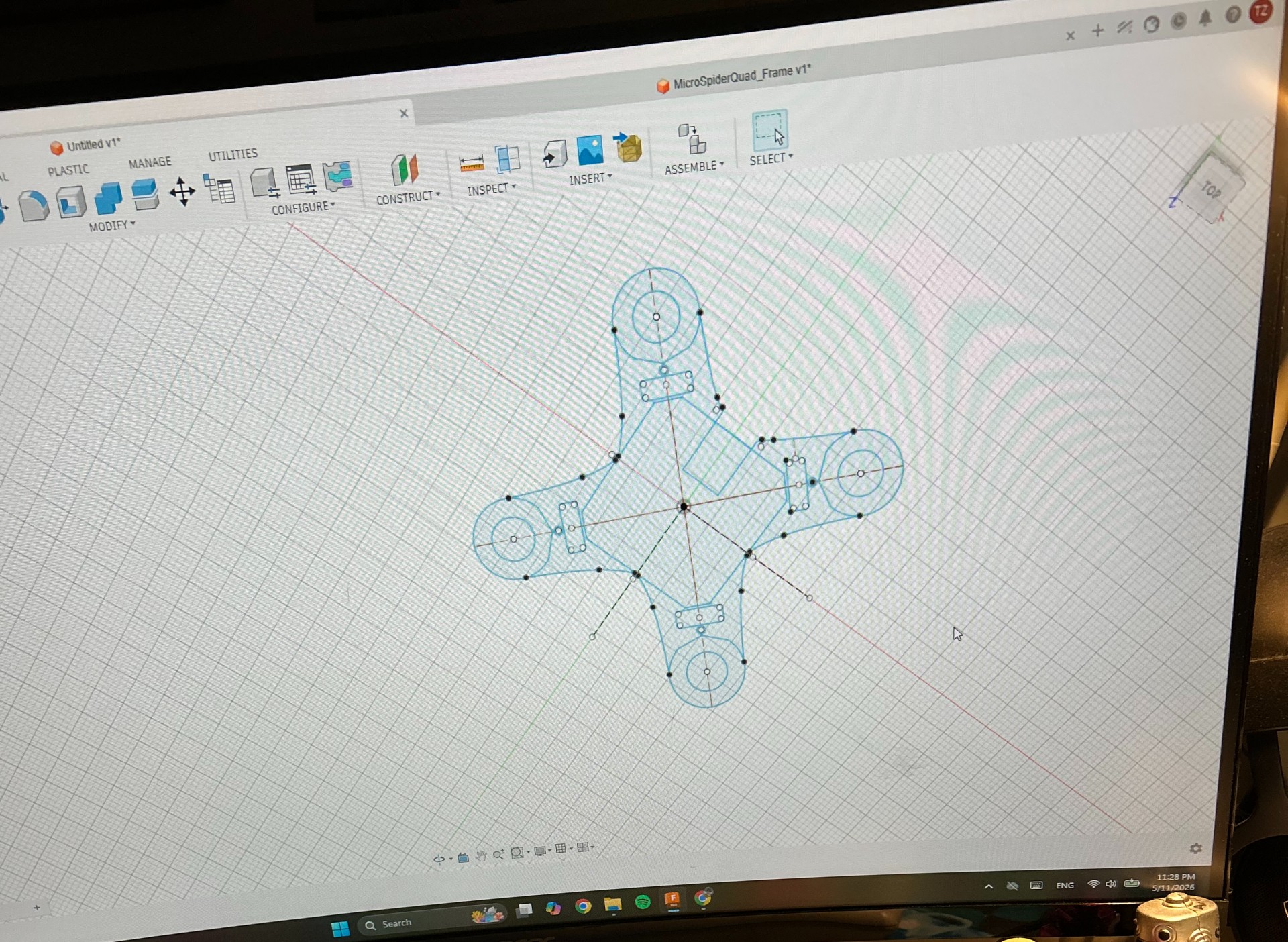 Rapid prototyping of the drone frame on Autodesk Fusion 360
