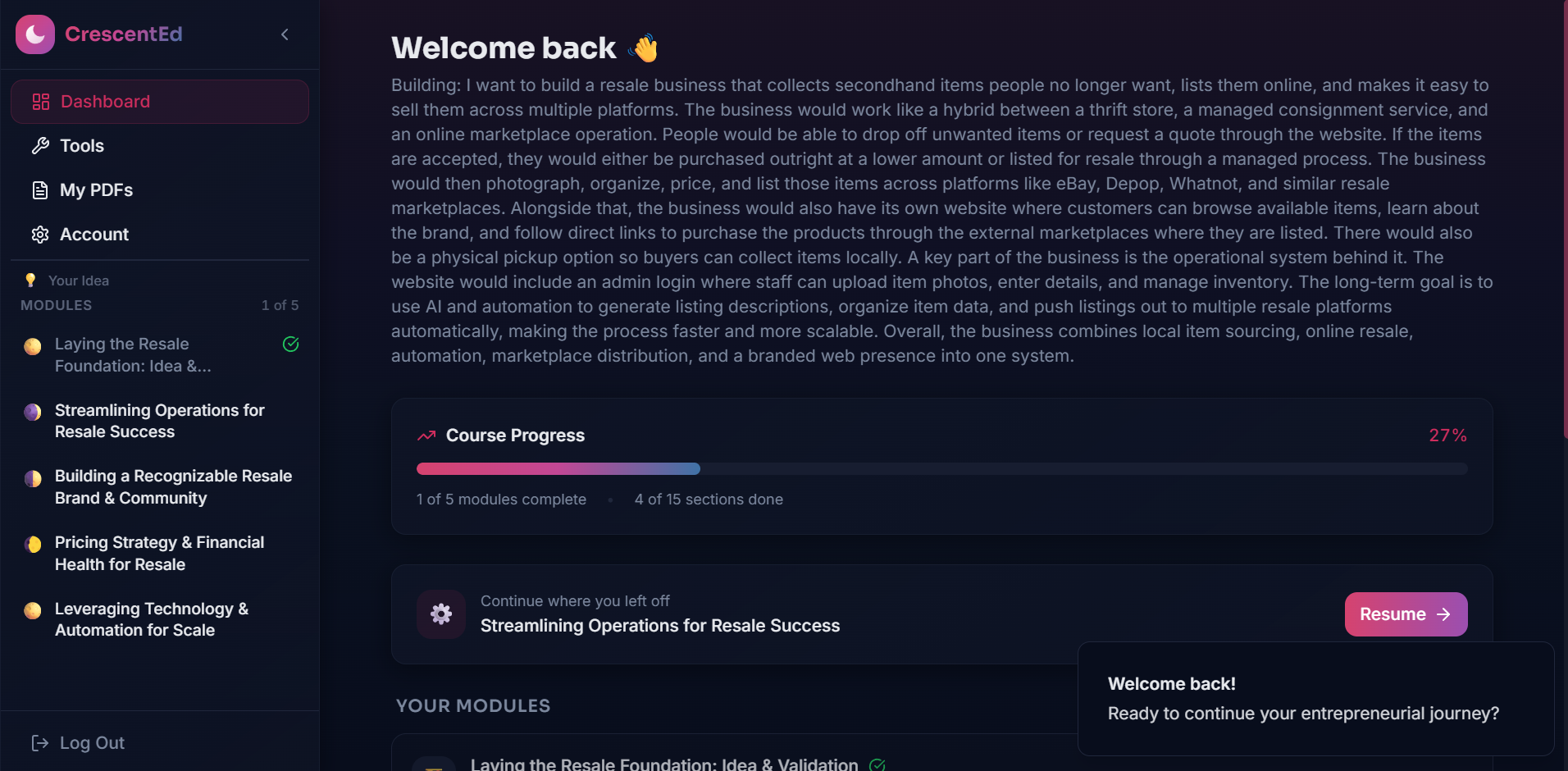 Crescent ED Home Dashboard
